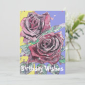 Rode rozenbloem Waterverf Bloem Verjaardag Kaart (Staand voorkant)
