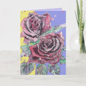 Rode rozenbloem Waterverf Bloembloem Kaart (Voorkant)