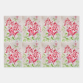 Rode Rozenbloem Waterverf Shabby Chic Rozen Inpakpapier Vel (Voorkant 3)