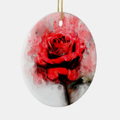 Rode rozenbloem waterverf - wb keramisch ornament (Rechts)