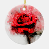Rode rozenbloem waterverf - wb keramisch ornament (Voorkant)