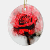 Rode rozenbloem waterverf - wb keramisch ornament (Links)