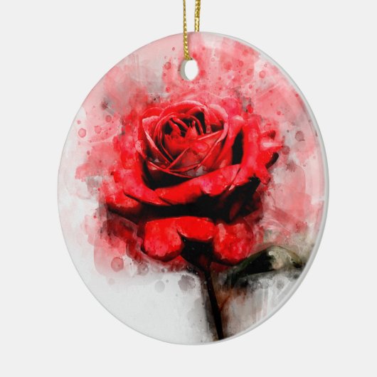 Rode rozenbloem waterverf - wb keramisch ornament (Links)