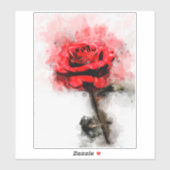 Rode rozenbloem waterverf - wb sticker (Vel)