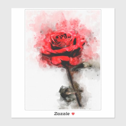 Rode rozenbloem waterverf - wb sticker (Vel)