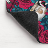 Rode rozenbloemen en goudvinkvogels muismat (Hoek)