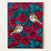 Rode rozenbloemen en goudvinkvogels planner (Achterkant)