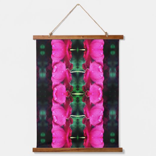 Rode rozenbloemen en regendruppels Abstract Hangend Wandkleed (Voorkant)