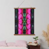 Rode rozenbloemen en regendruppels Abstract Hangend Wandkleed (Slaapkamer)