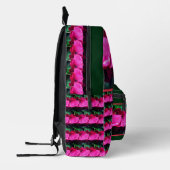 Rode rozenbloemen en regendruppels op maat bedrukte rugzak (Links)