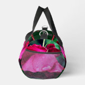 Rode rozenbloemen en regendruppels op maat plunjezak (Rechts)