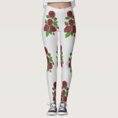 rode rozenbloemen leggings (Voorkant)