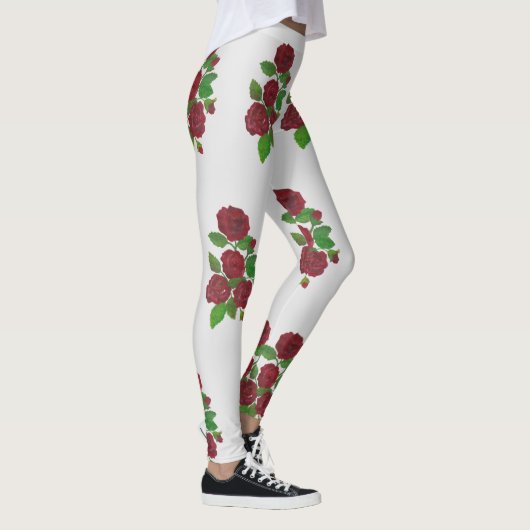 rode rozenbloemen leggings (Rechts)