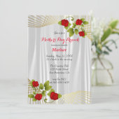 Rode rozenbloemen met goud - Moederdag Design Kaart (Staand voorkant)