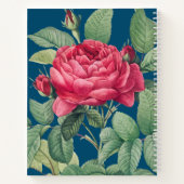 Rode rozenbloemen met groen blad Monogram Notitieboek (Achterkant)