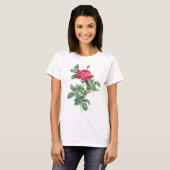 Rode rozenbloemen met groene bladeren t-shirt (Voorkant volledig)