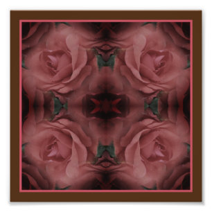 Rode Rozenbloemen Mirror Abstracte Natuur 8x8 Foto Afdruk