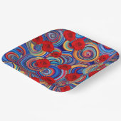 Rode rozenbloemen op houten speellade - Elegante v Papieren Bordje (Gebogen)