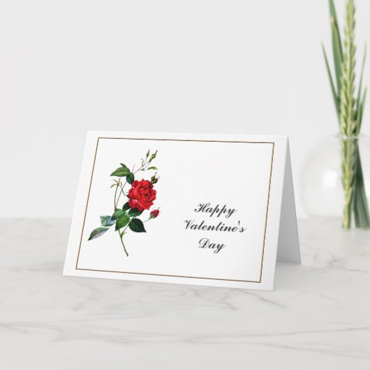 Rode rozenbloemen, Pierre Joseph Redouté Feestdagen Kaart (Voorkant)