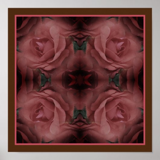 Rode rozenbloemen spiegelen Abstracte Natuur Poster (Voorkant)