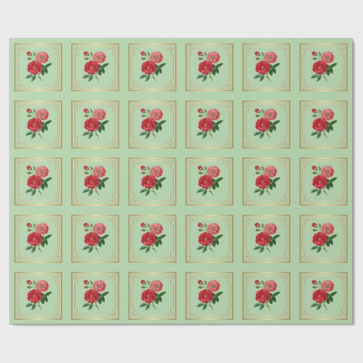 Rode Rozenbloesems Cadeaupapier (Vlak)