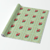 Rode Rozenbloesems Cadeaupapier (Uitgerold)