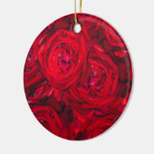 Rode rozenbloesems met dauwdruppels - fotografie keramisch ornament (Links)