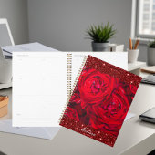 Rode rozenbloesems met dauwdruppels - fotografie planner