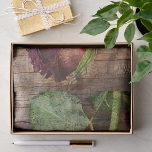 Rode rozenbruin hout Roestvast Antiek Tissuepapier (Geschenk)