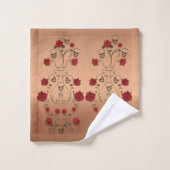 Rode rozenhanddoeken - Skulls en Rozen Bad Handdoek (Wasdoekje)