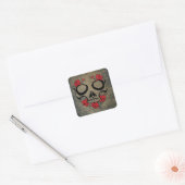Rode rozenhuid vierkante sticker (Envelop)
