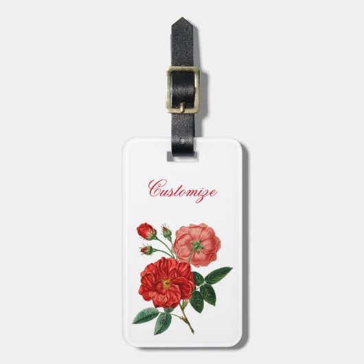 rode rozenillustratie Thunder_Cove Bagagelabel (Voorkant verticaal)