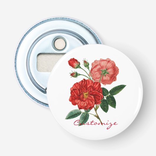  rode rozenillustratie Thunder_Cove Button Flesopener (Voorkant)