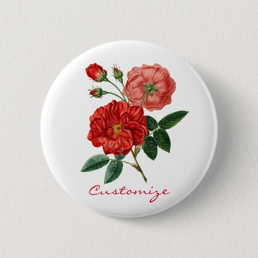rode rozenillustratie Thunder_Cove Ronde Button 5,7 Cm (Voorkant)