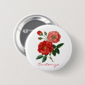rode rozenillustratie Thunder_Cove Ronde Button 5,7 Cm (Voorkant /achterkant)