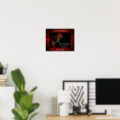 Rode Rozenknoppen Rode Hart Gepersonaliseerde Huwe Poster (Thuiskantoor)