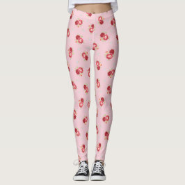 rode rozenpatroon roze Leggings
