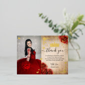  rode rozenperkament Dank je wel Folie Uitnodiging Briefkaart (Staand Voorkant)