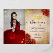 rode rozenperkament Dank je wel Folie Uitnodiging Briefkaart (Voorkant)