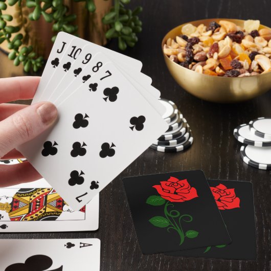 Rode rozenspelkaarten pokerkaarten (Insitu)