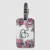 Rode rozenstip Waterverf Bagagelabel Initiaal (Voorkant (verticaal))