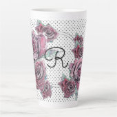 Rode rozenstip Waterverf Vrouwen Initiaal latte Mo Latte Mok (Voorkant)