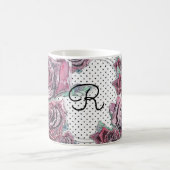 Rode rozenstip Waterverf Vrouwen Mok Initiaal (Center)