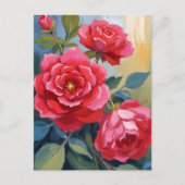 Rode Rozenstruik | Aquarel Bloemenschildering Briefkaart (Voorkant)