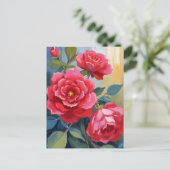 Rode Rozenstruik | Aquarel Bloemenschildering Briefkaart (Staand voorkant)