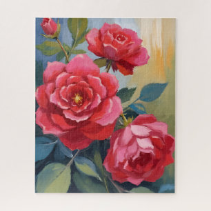 Rode Rozenstruik Aquarel Bloemenschildering Legpuzzel