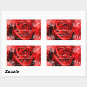 Rode rozenventiel met palmbladeren Productlabels Rechthoekige Sticker (Vel)