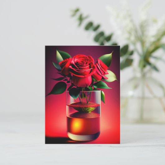 Rode rozenventilator briefkaart (Staand voorkant)