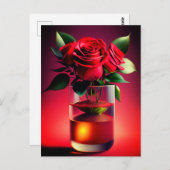 Rode rozenventilator briefkaart (Voorkant / Achterkant)