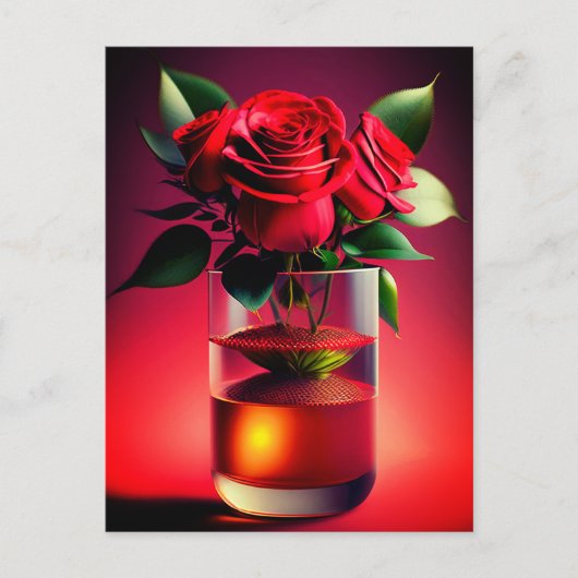 Rode rozenventilator briefkaart (Voorkant)